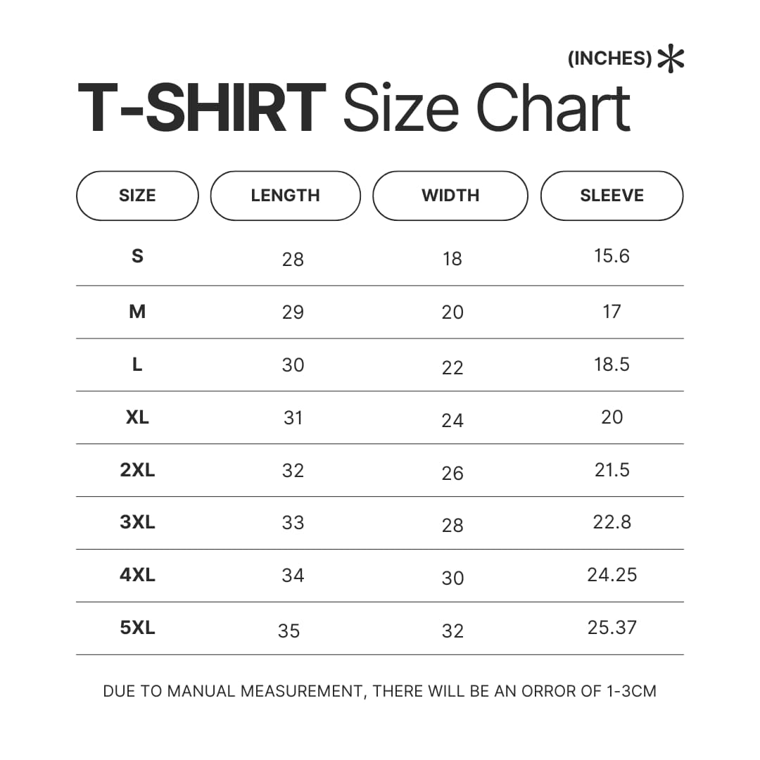 T shirt Size Chart - BLACKPINK UK Shop