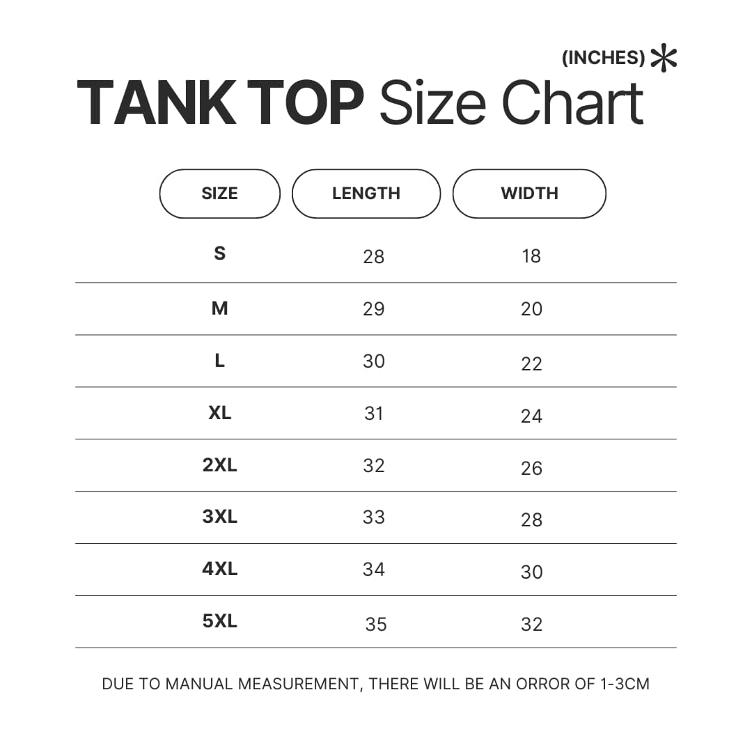 Tank Top Size Chart - BLACKPINK UK Shop