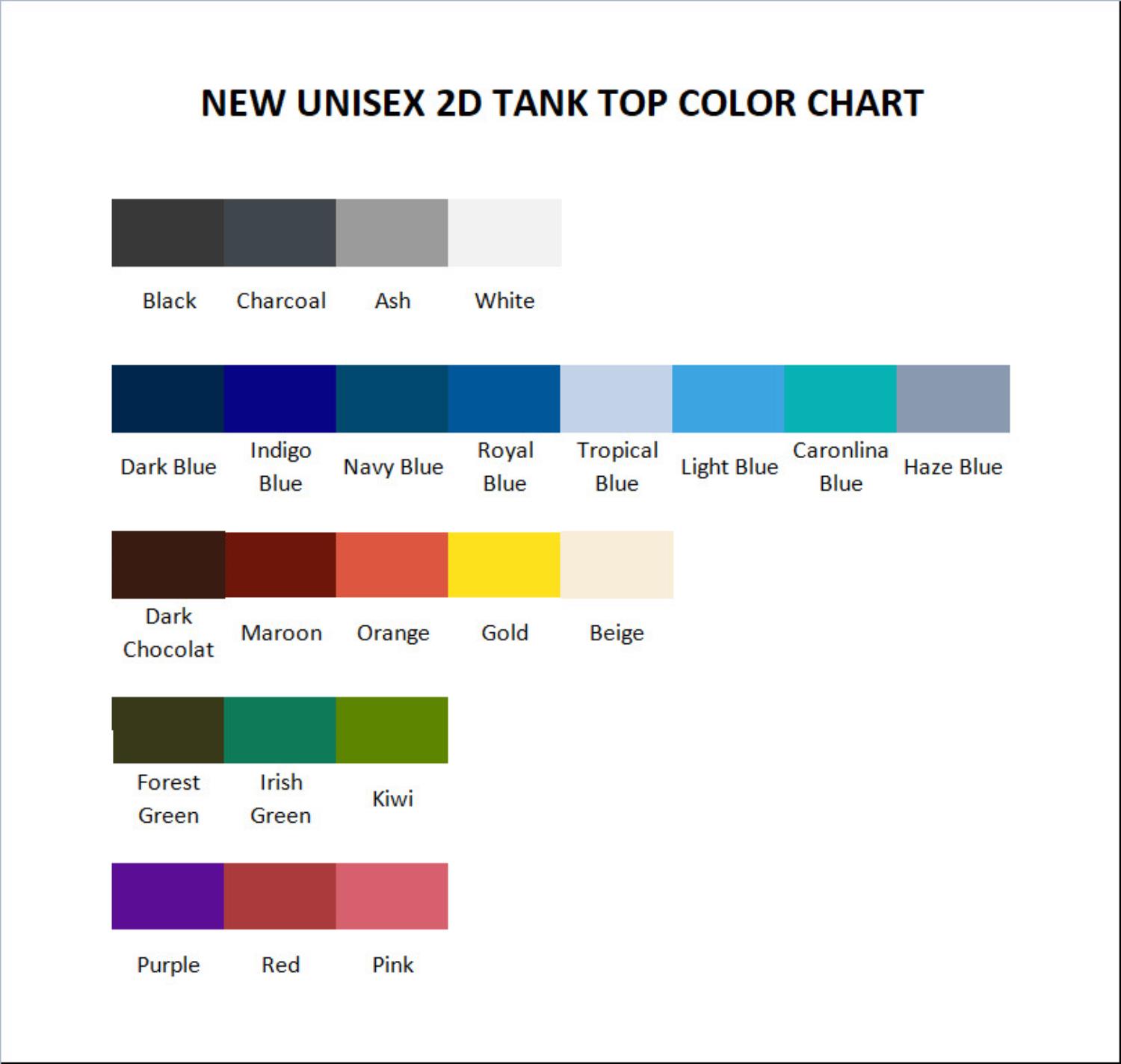 tank top color chart - BLACKPINK UK Shop