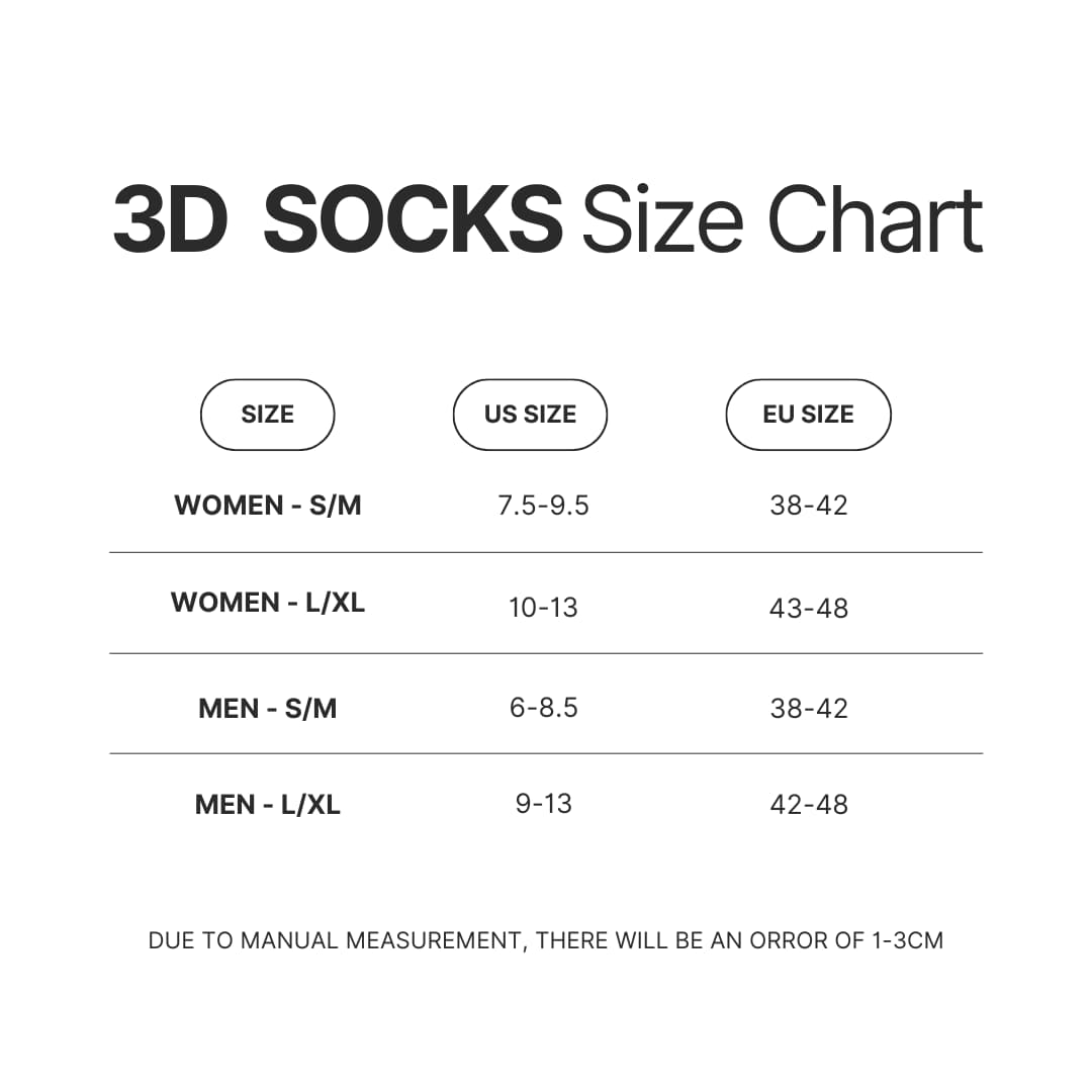 3D Socks Size Chart - BLACKPINK UK Shop