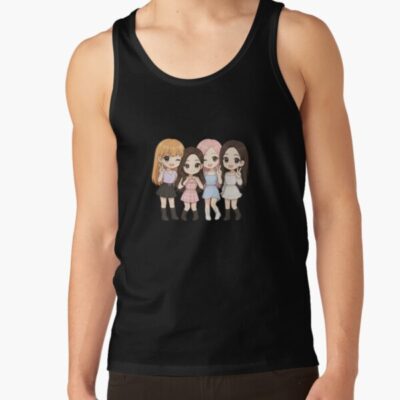 Alternative view of Kpop Girl Group Blackpink Lisa Jennie And Jisoo Chibi Anime Art Sugarcase Tank Top