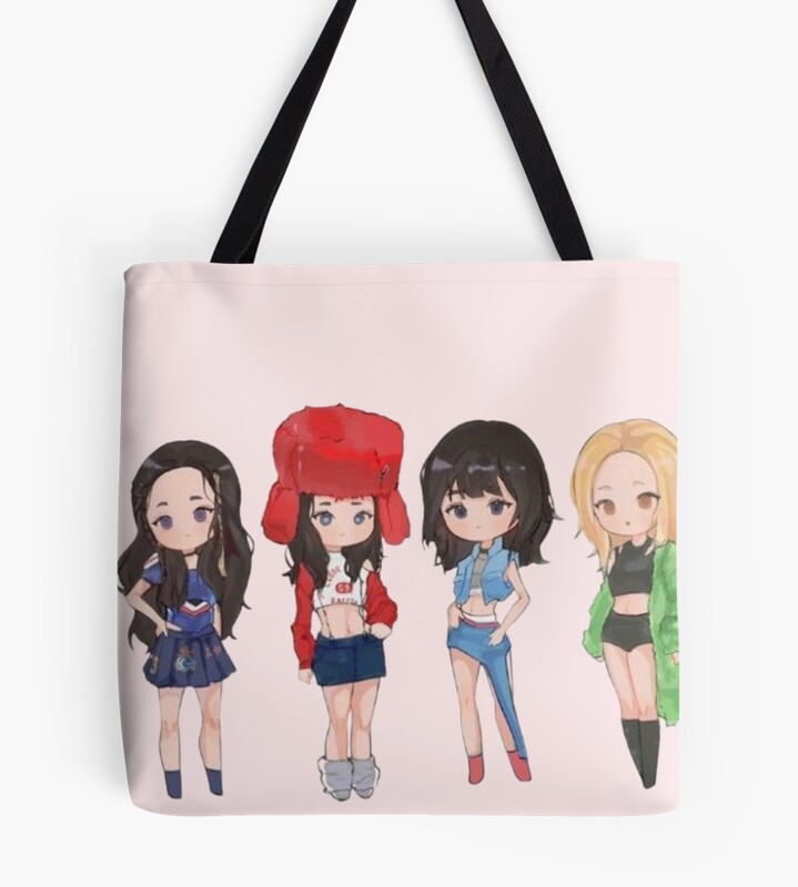 Blackpink Chibi Fan Art Cute Kawaii K Pop Cartoon Aesthetic Tote Bag